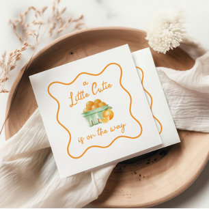 Serviette En Papier Une petite mignonne baby shower orange