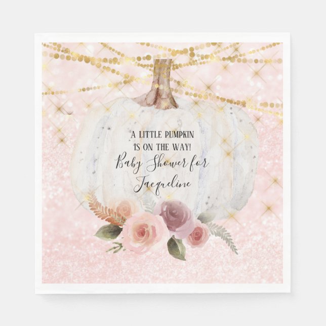 Serviette En Papier Une petite Parties scintillant d'or Citrouille Aqu (Devant)