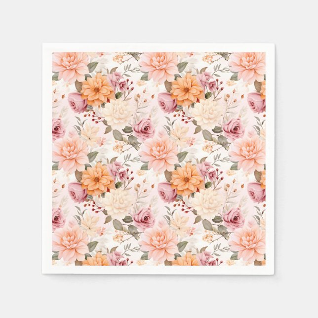 Serviette En Papier Une série de fleurs automnales Design 2 (Devant)
