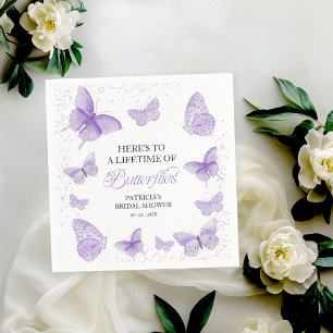 Serviette En Papier Une Vie de Papillons Fête de Mariage Violet