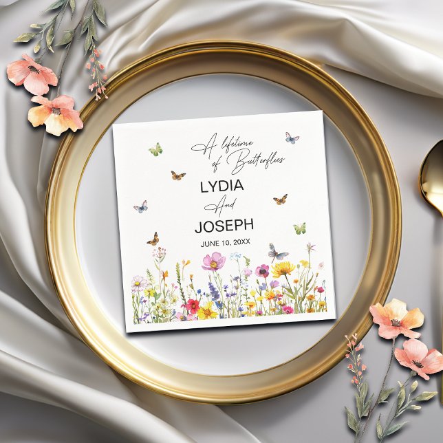 Serviette En Papier Une vie de papillons Fleur sauvage Mariage (Créateur téléchargé)