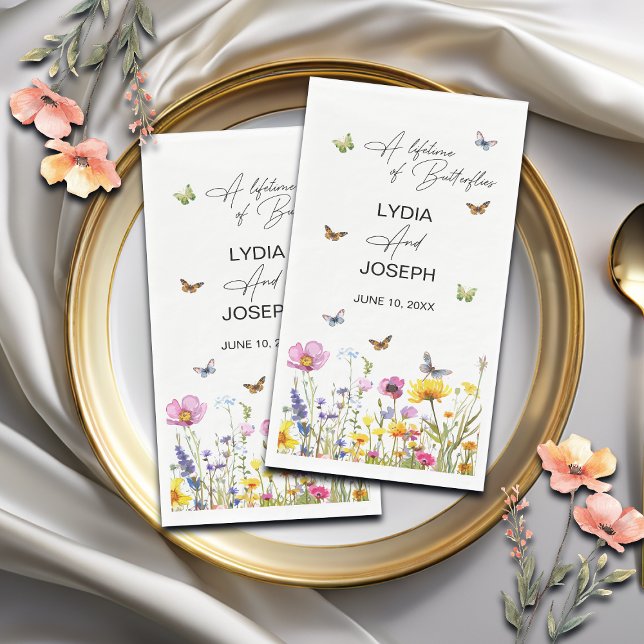 Serviette En Papier Une vie de papillons Fleur sauvage Mariage (Créateur téléchargé)