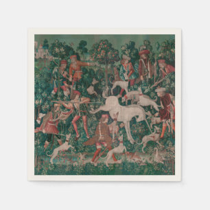 Serviette En Papier Unicorn Chasse Art Médiéval - Unicorn Se Défend