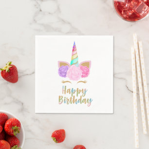 Serviette En Papier Unicorn Joyeux anniversaire