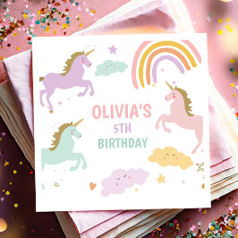 Serviette En Papier Unicorn Magical Rainbow Celebration Fille Annivers