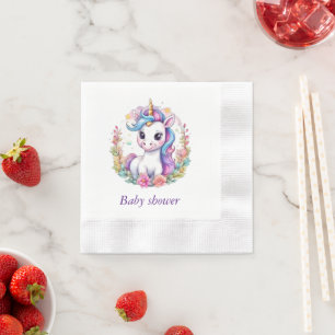 Serviette En Papier Unicorn minimaliste arc-en-ciel Baby shower positi