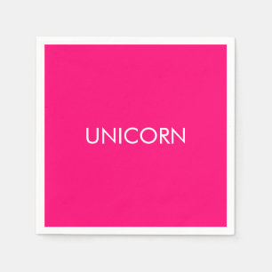 Serviette En Papier "Unicorn" minimaliste fuchsia rose chaud papier bl