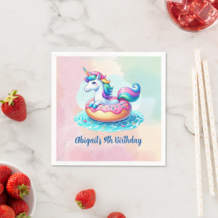 Serviette En Papier Unicorn Pool Party Anniversaire