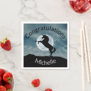 Serviette En Papier Unicorn Silhouette Moon Félicitations générales