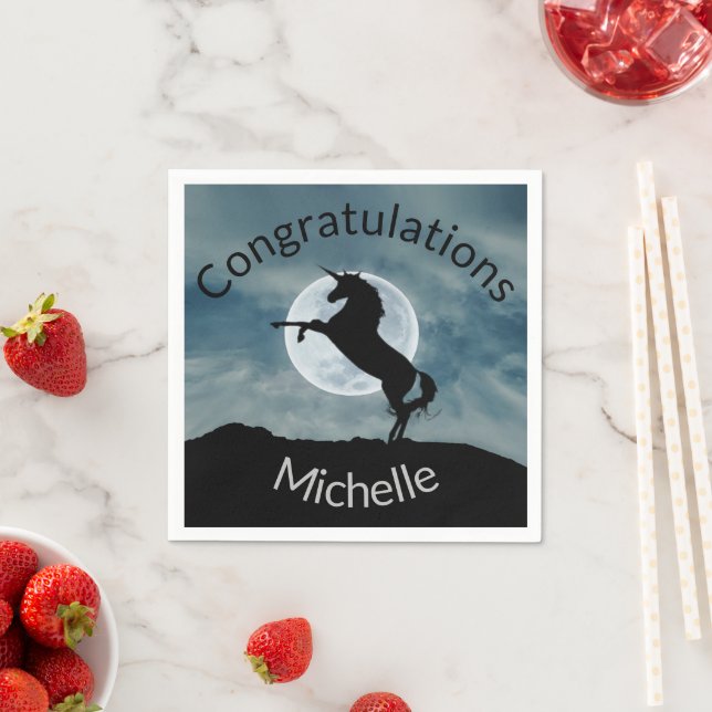 Serviette En Papier Unicorn Silhouette Moon Félicitations générales (En situation)