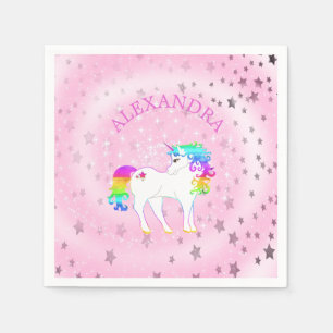 Serviette En Papier Unicorne Arc en ciel rose mignon anniversaire