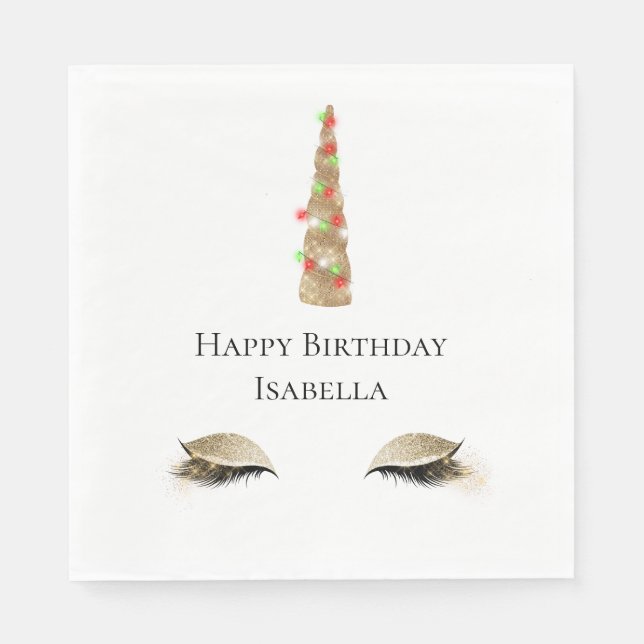 Serviette En Papier Unicorne d'or Sparkle (Devant)