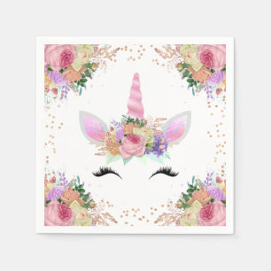 Serviette En Papier Unicorne florale brillante