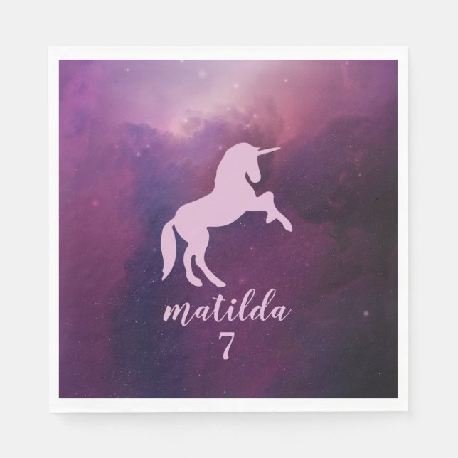 Serviette En Papier unicorne mignonne mauve magique (Devant)