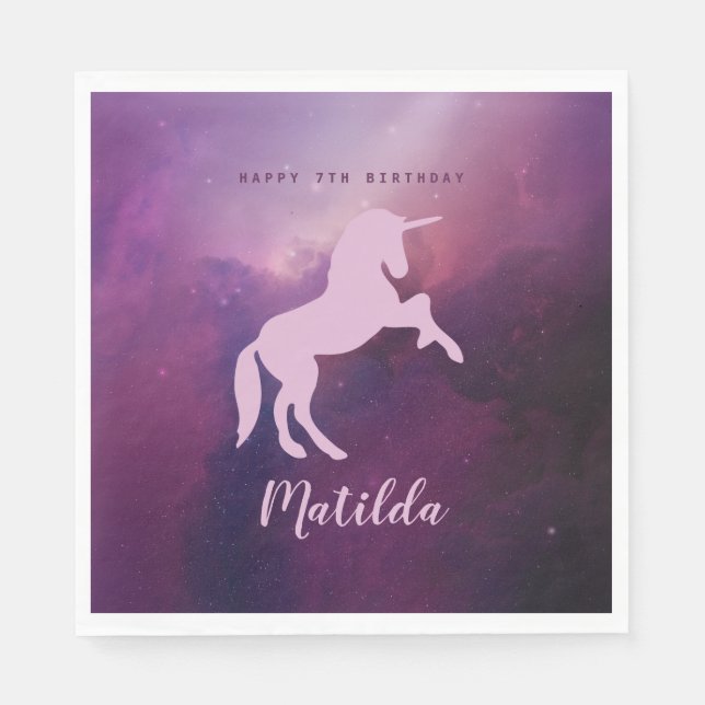 Serviette En Papier unicorne mignonne mauve magique (Devant)