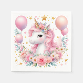 Serviette En Papier Unicorne rose