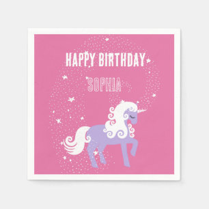 Serviette En Papier Unicorne rose violet