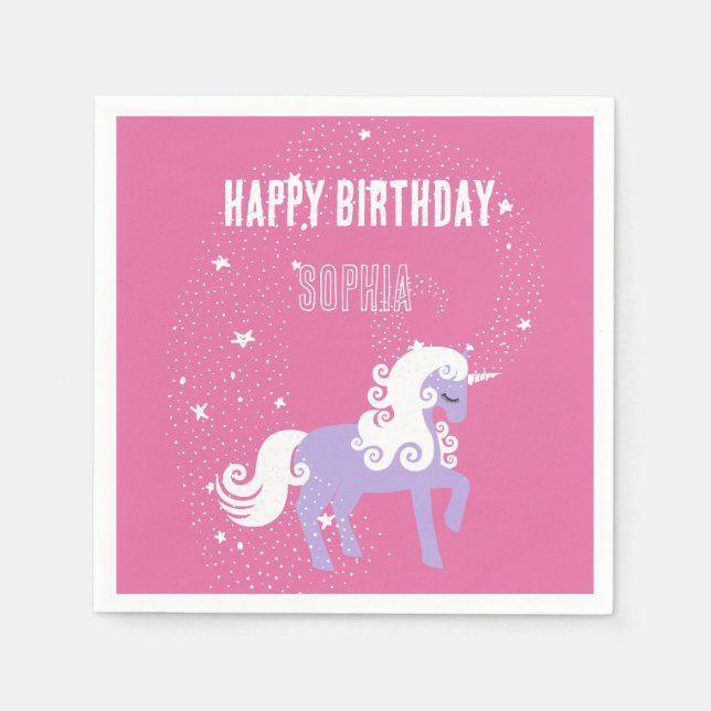 Serviette En Papier Unicorne rose violet (Devant)