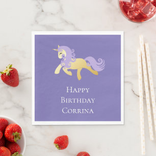Serviette En Papier Unicorne violette or