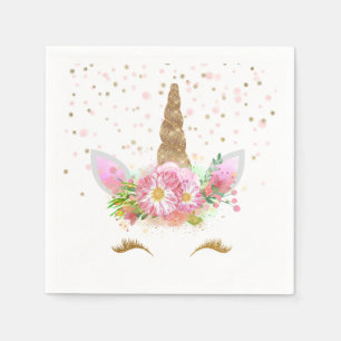 Serviette En Papier Unicornes en fleurs