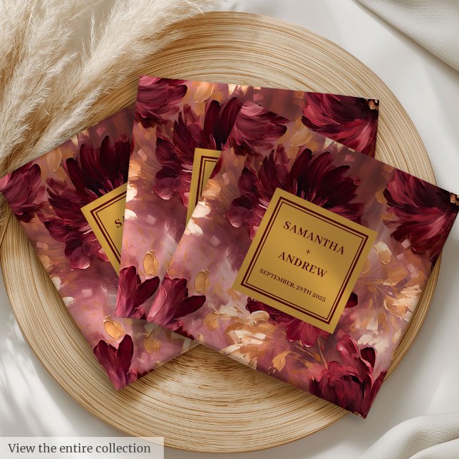Serviette En Papier Unique Mariage d'or de Bourgogne serviettes person (Unique Burgundy Gold Wedding Napkins Personalized)