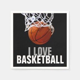 Serviette En Papier Unique Moderne I Love Basketball Party