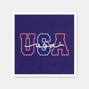 Serviette En Papier USA Texte 4 juillet Design-62118