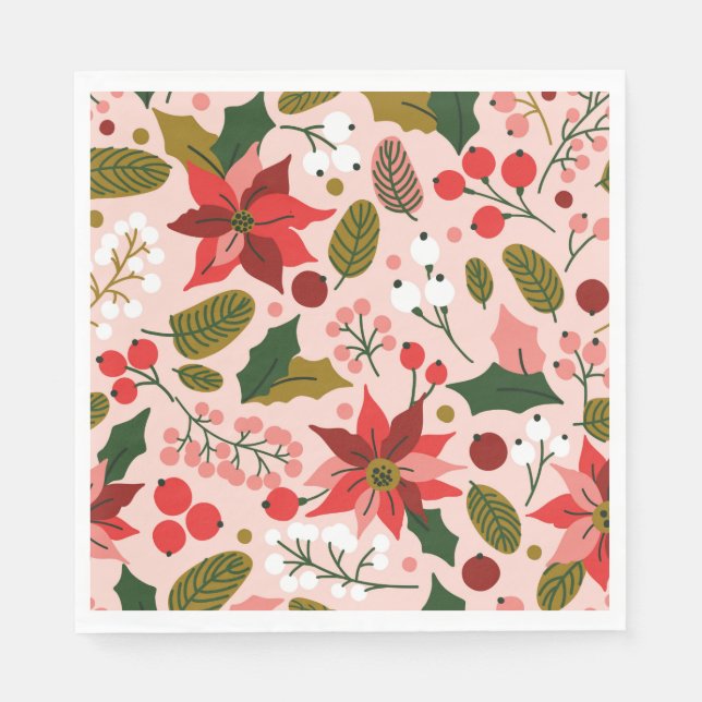Serviette En Papier Vacances d'hiver à Poinsettia (Devant)