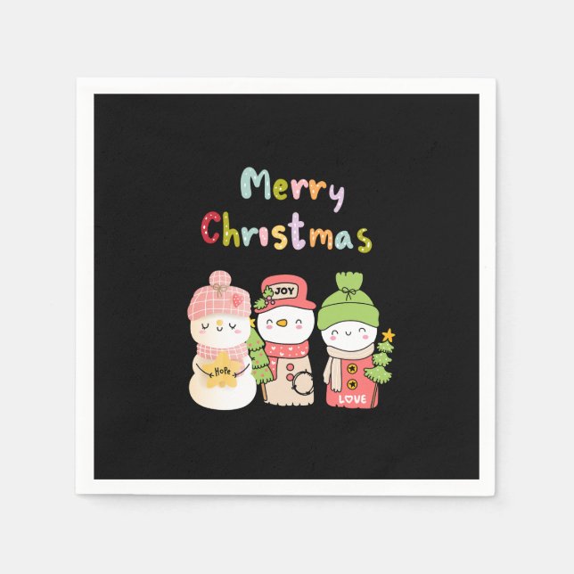 Serviette En Papier Vacances d'hiver Snowman Hope Paix Amour (Devant)