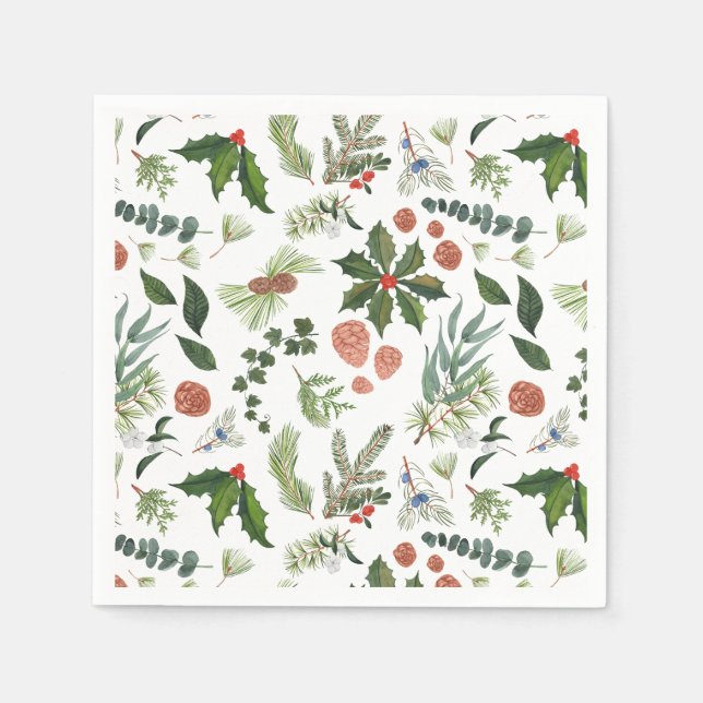 Serviette En Papier Vacances en bois hivernal (Devant)