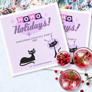 Serviette En Papier Vacances Ho Ho Rose Noël Moderne du Milieu du Sièc