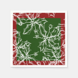 Serviette En Papier Vacances Holly Cocktail Napkins