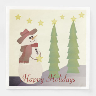 Serviette En Papier Vacances Joyeuses Snowman