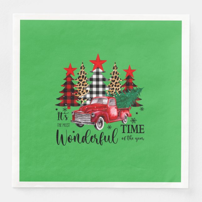Serviette En Papier Vacances Napkins "Temps Merveilleux" Design (Devant)