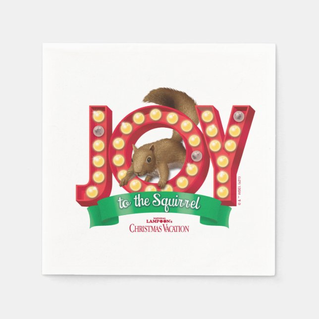 Serviette En Papier Vacances Noël | Joie à l'écureuil (Devant)