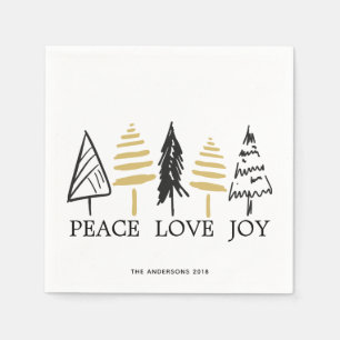 Serviette En Papier Vacances Noir & Or de Noël