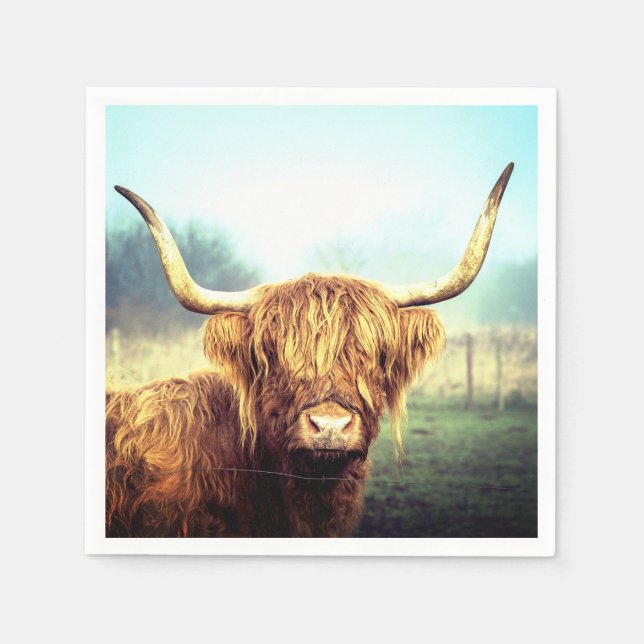 Serviette En Papier Vache à longue corne (Devant)