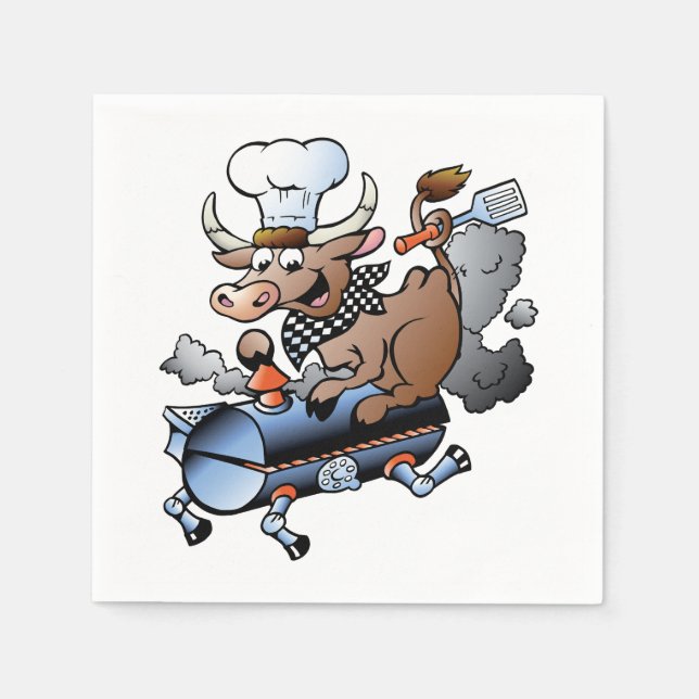 Serviette En Papier Vache Avec Une Serviette Papier BBQ (Devant)