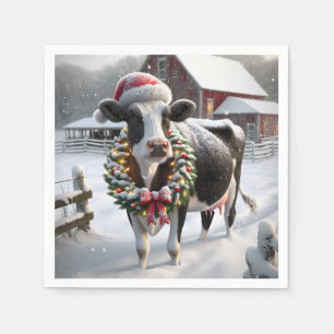 Serviette En Papier Vache De Noël À Barnyard