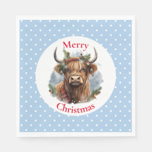 Serviette En Papier Vache de Noël Blue Highlander