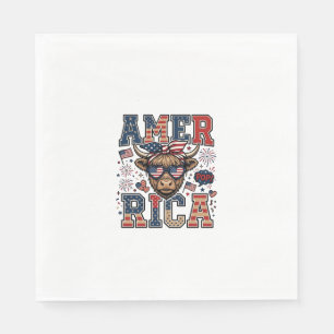 Serviette En Papier Vache écossaise patriotique Amérique Chemise 4 jui