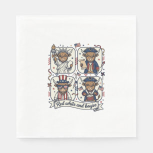 Serviette En Papier Vache écossaise patriotique rouge blanc et boujee