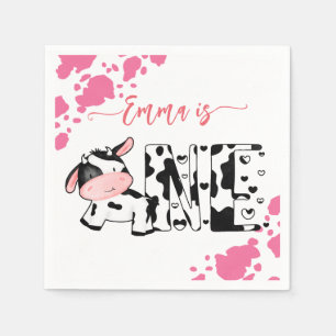 Serviette En Papier Vache fête table rose vache motif personnalisé