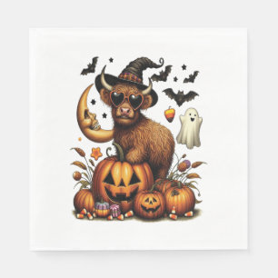 Serviette En Papier Vache Highland à l'Halloween Citrouille