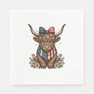 Serviette En Papier Vache Highland Patriotique Vintage
