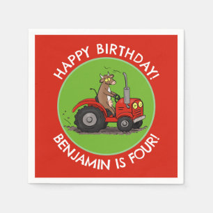 Serviette En Papier Vache mignonne équitation tracteur anniversaire pe