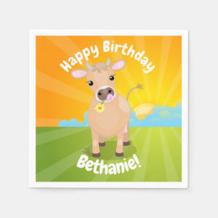 Serviette En Papier Vache mignonne Jersey anniversaire personnalisé