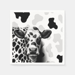 Serviette En Papier Vache sacrée ! Fête d'anniversaire country noir et