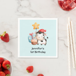 Serviette En Papier Vache souriante mignonne adorable Anniversaire