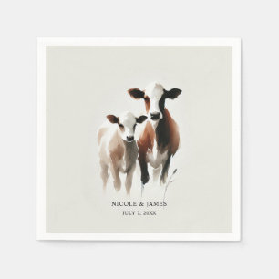 Serviette En Papier Vaches aquarelle Mariage rustique minimal